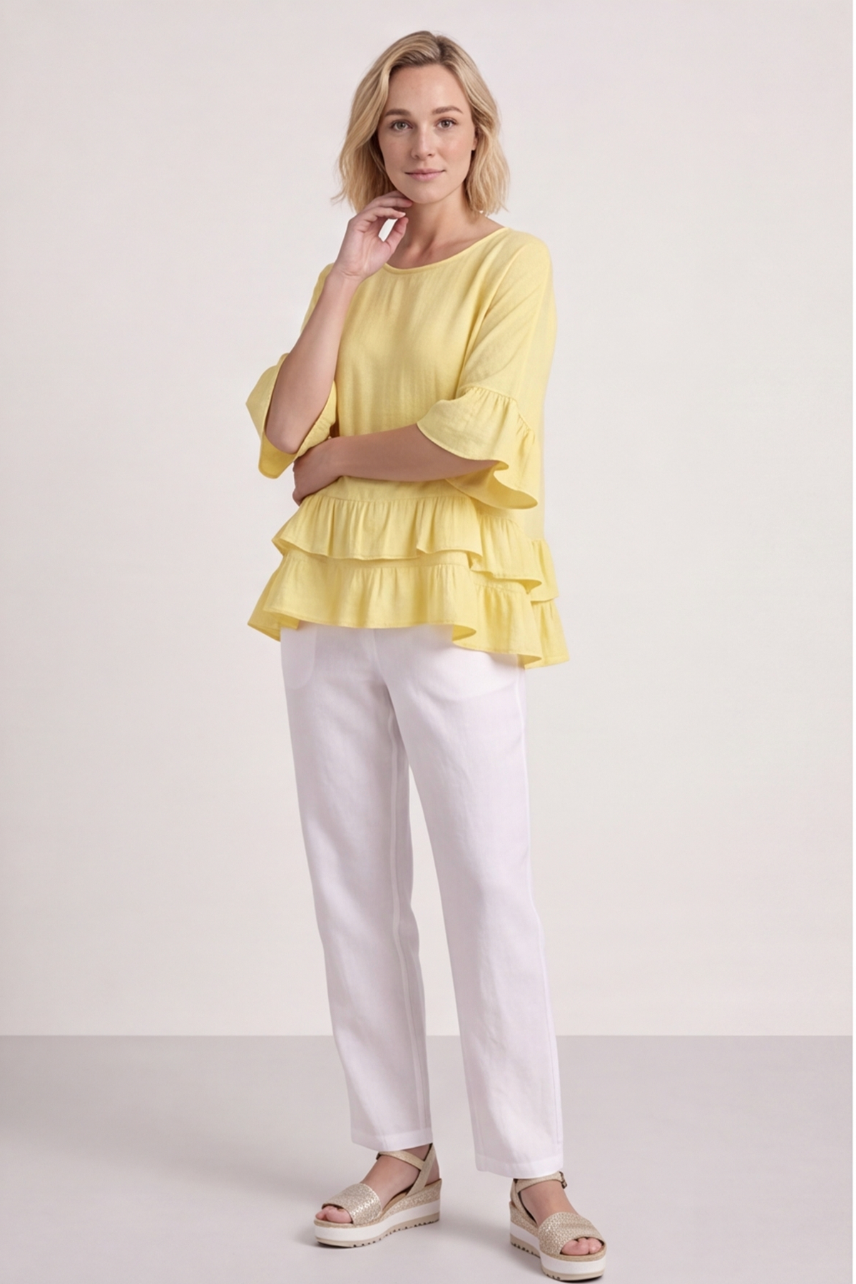 Allena Frill Top Light Yellow