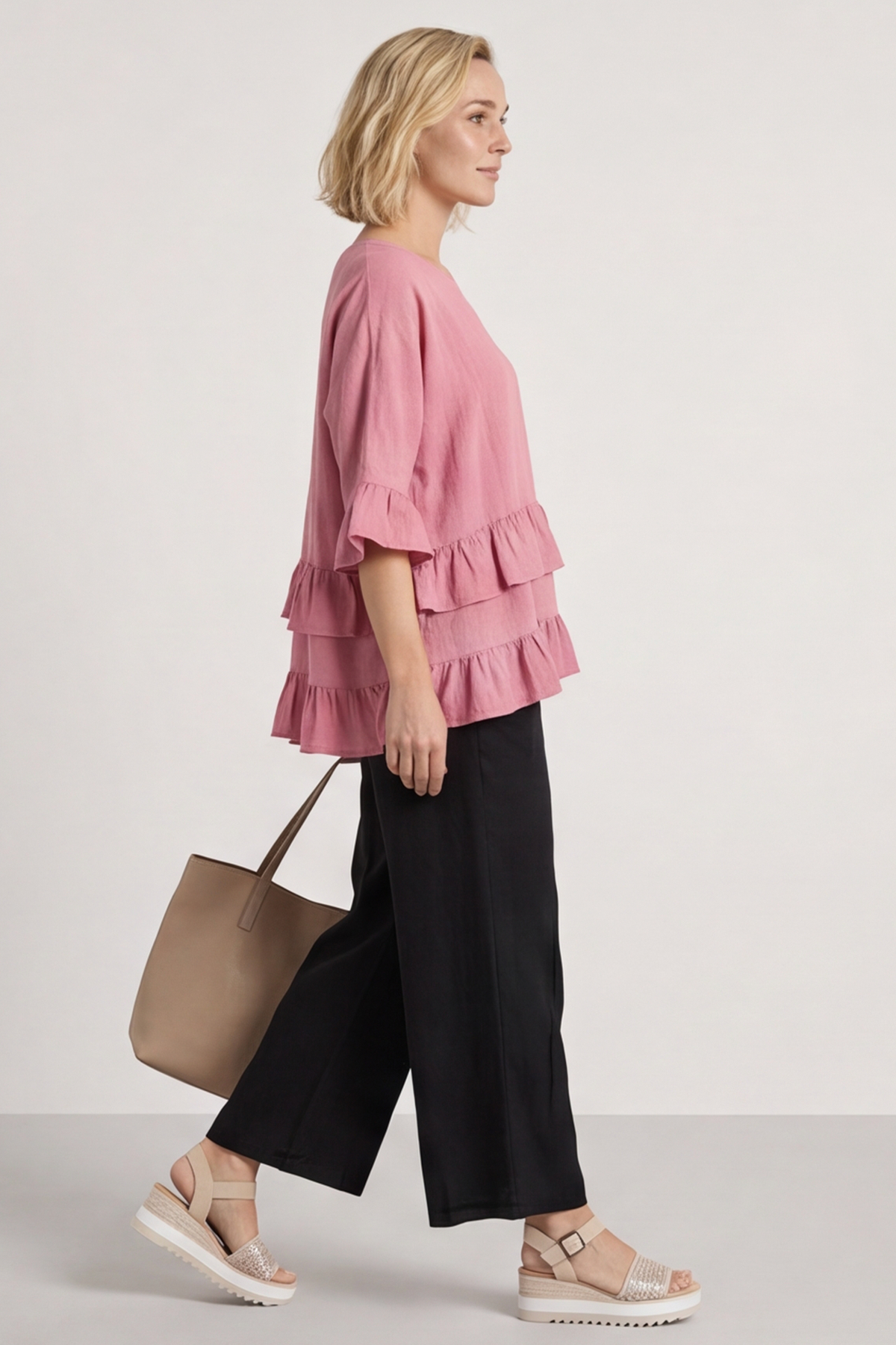 Allena Frill Top Pink