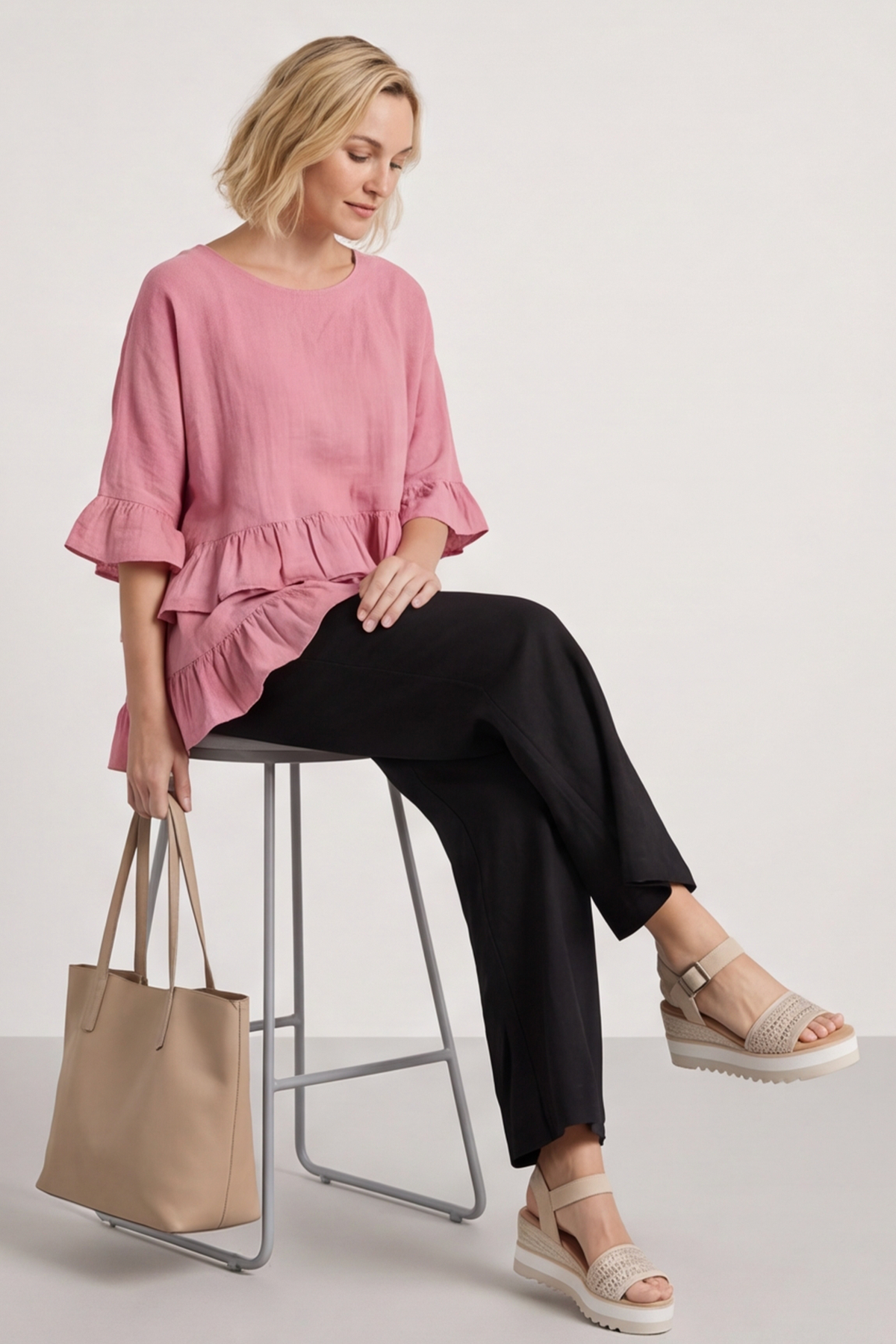Allena Frill Top Pink