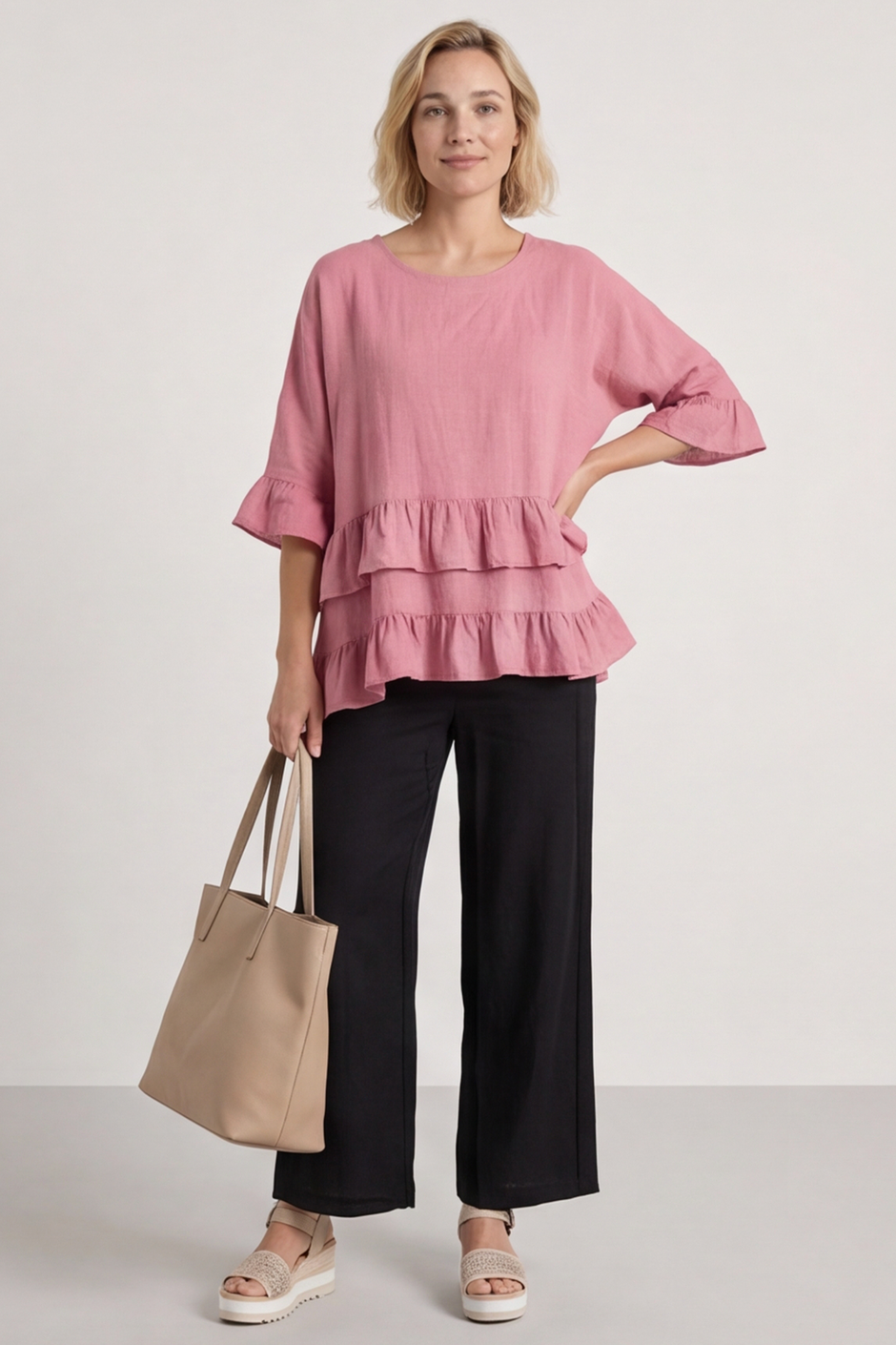 Allena Frill Top Pink