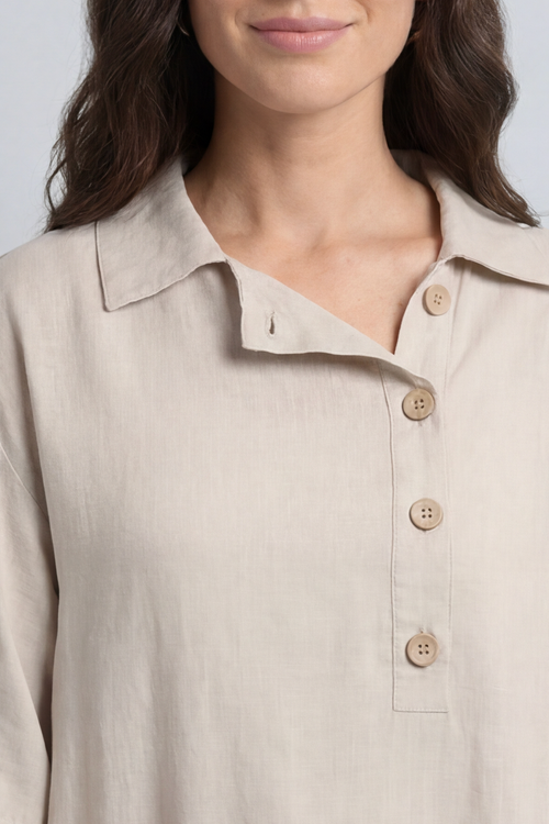 Alvina Cowl Button Detail Dress Stone - Image 2