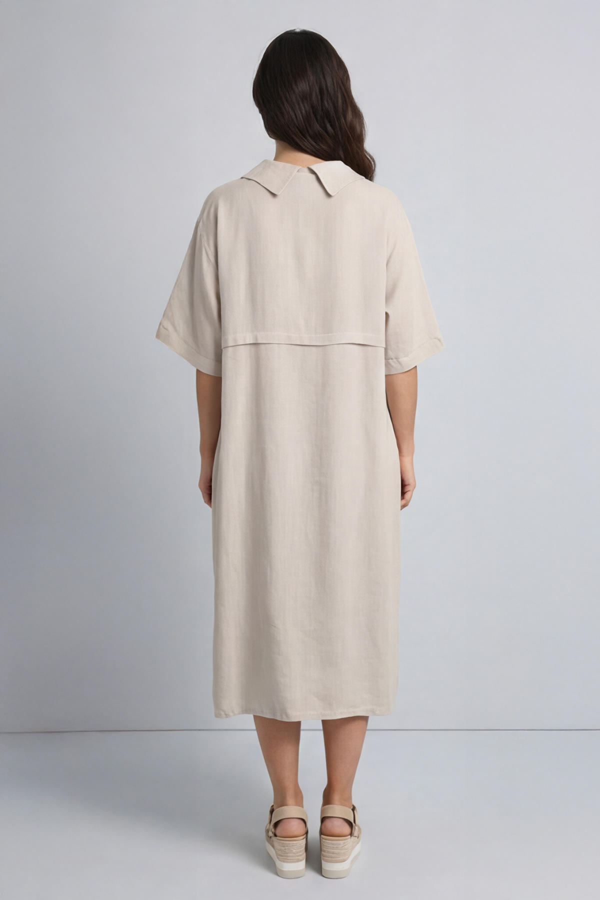 Alvina Cowl Button Detail Dress Stone