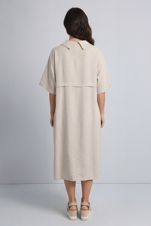 Alvina Cowl Button Detail Dress Stone - Image 3