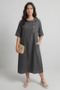 Alvina Cowl Button Detail Dress Charcoal