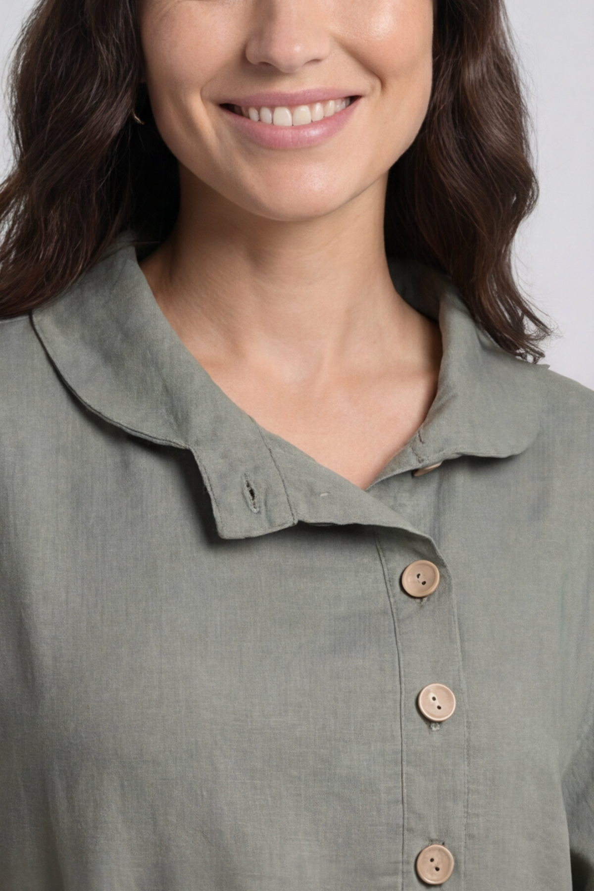 Alvina Cowl Button Detail Dress Khaki