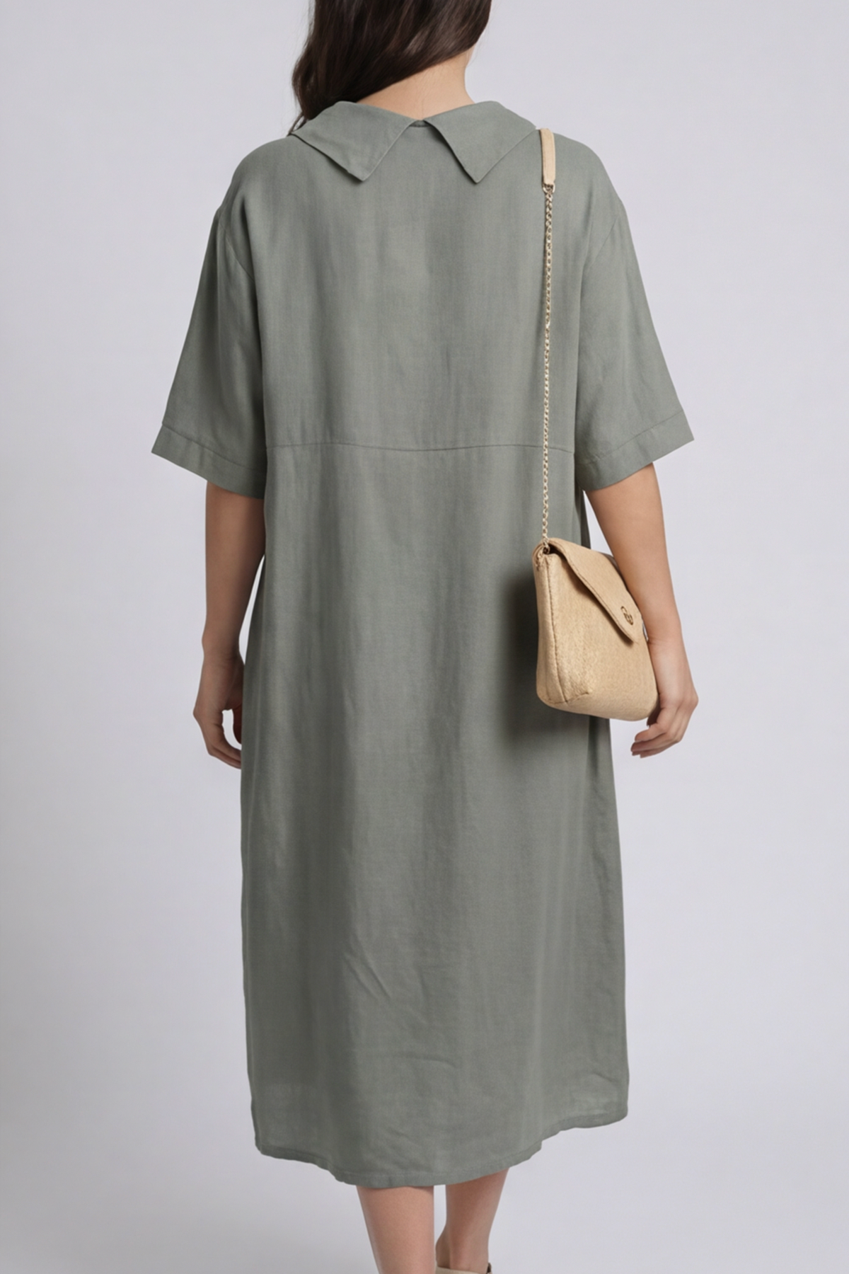 Alvina Cowl Button Detail Dress Khaki