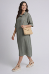 Alvina Cowl Button Detail Dress Khaki