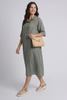 Alvina Cowl Button Detail Dress Khaki
