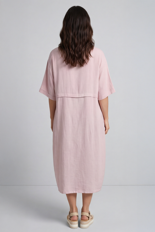 Alvina Cowl Button Detail Dress Pink - Image 3