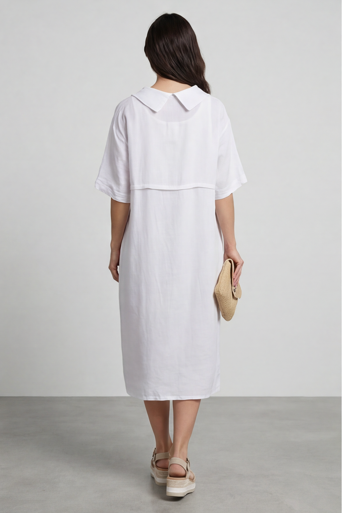 Alvina Cowl Button Detail Dress White