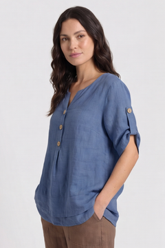 Amara Linen Box Top Blue