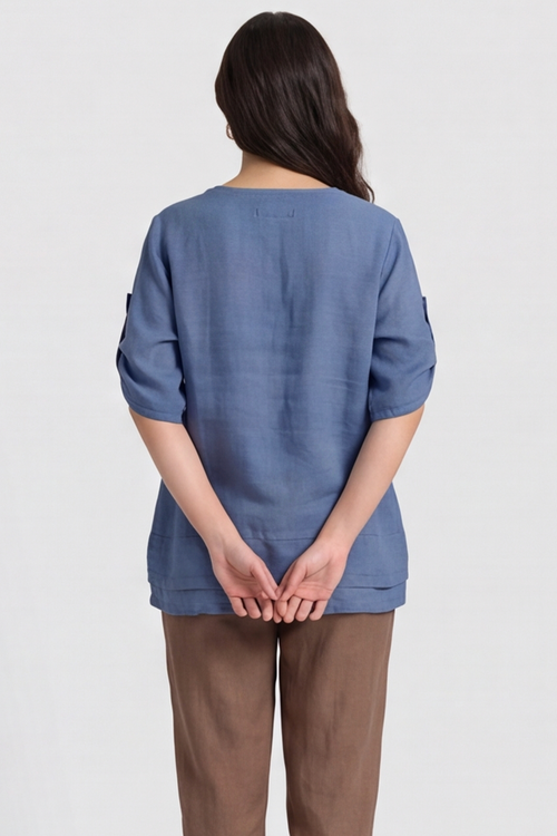Amara Linen Box Top Blue - Image 3