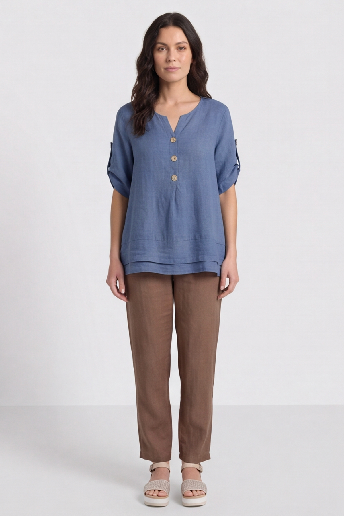Amara Linen Box Top Blue