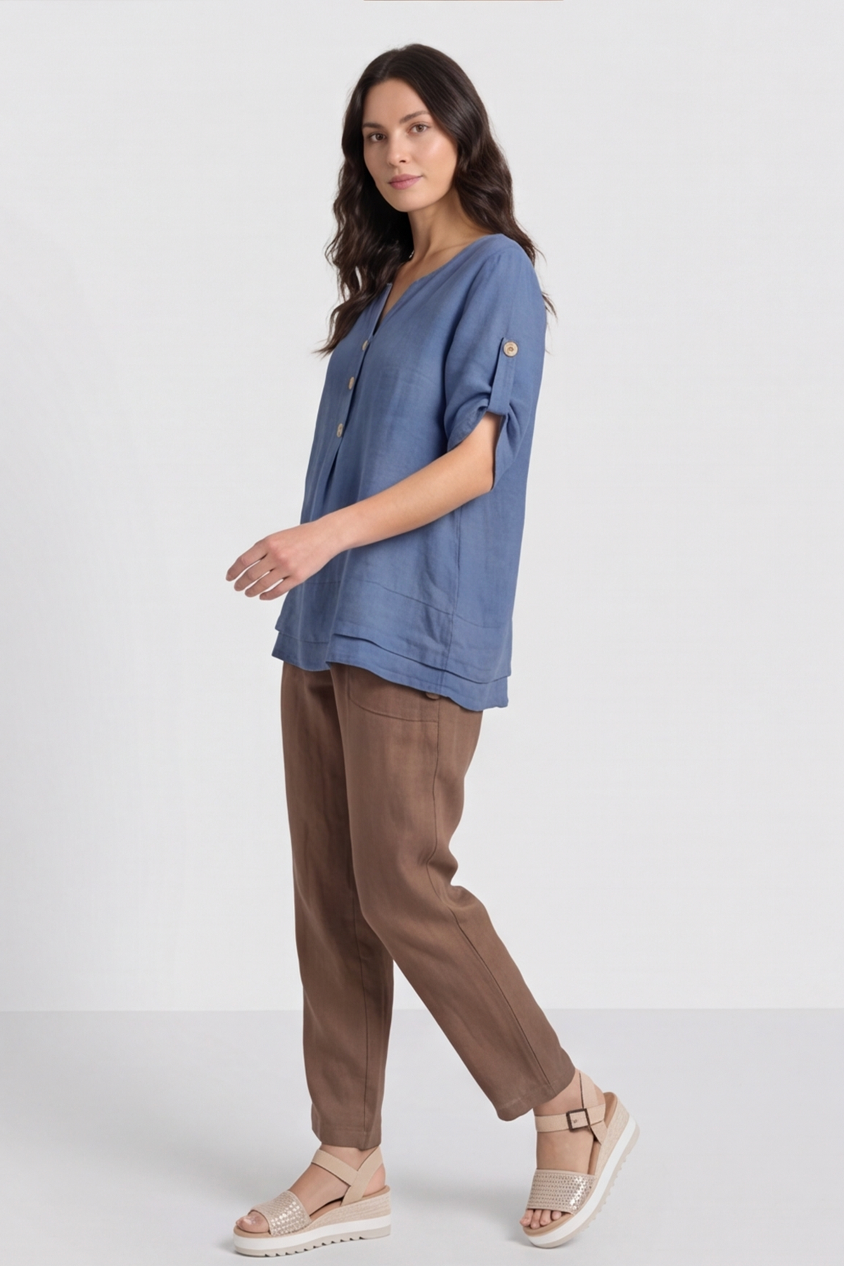 Amara Linen Box Top Blue