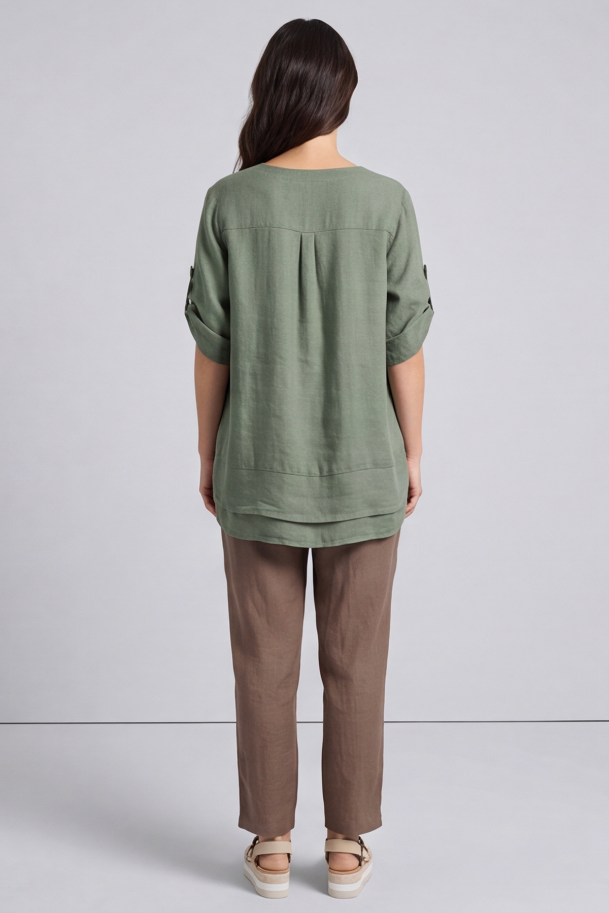 Amara Linen Box Top Green