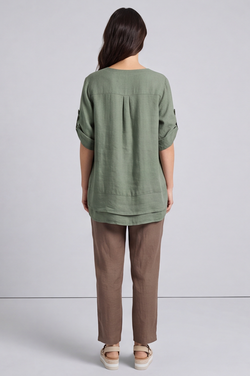 Amara Linen Box Top Green - Image 4