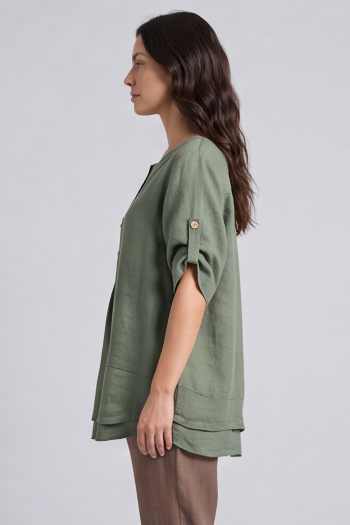 Amara Linen Box Top Green