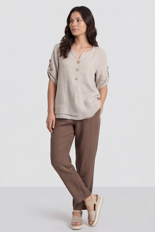 Amara Linen Box Top Stone - Image 1
