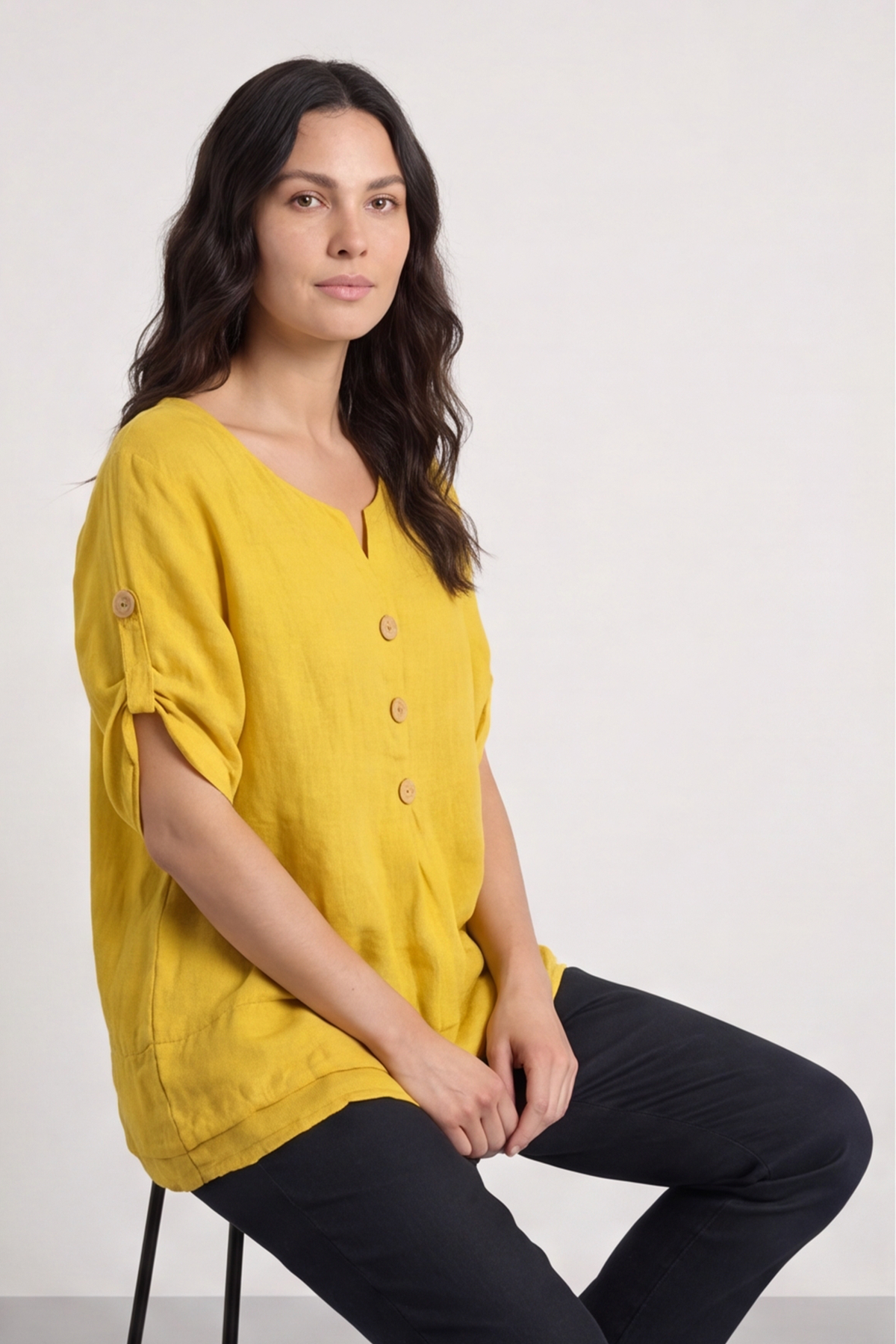 Amara Linen Box Top Yellow