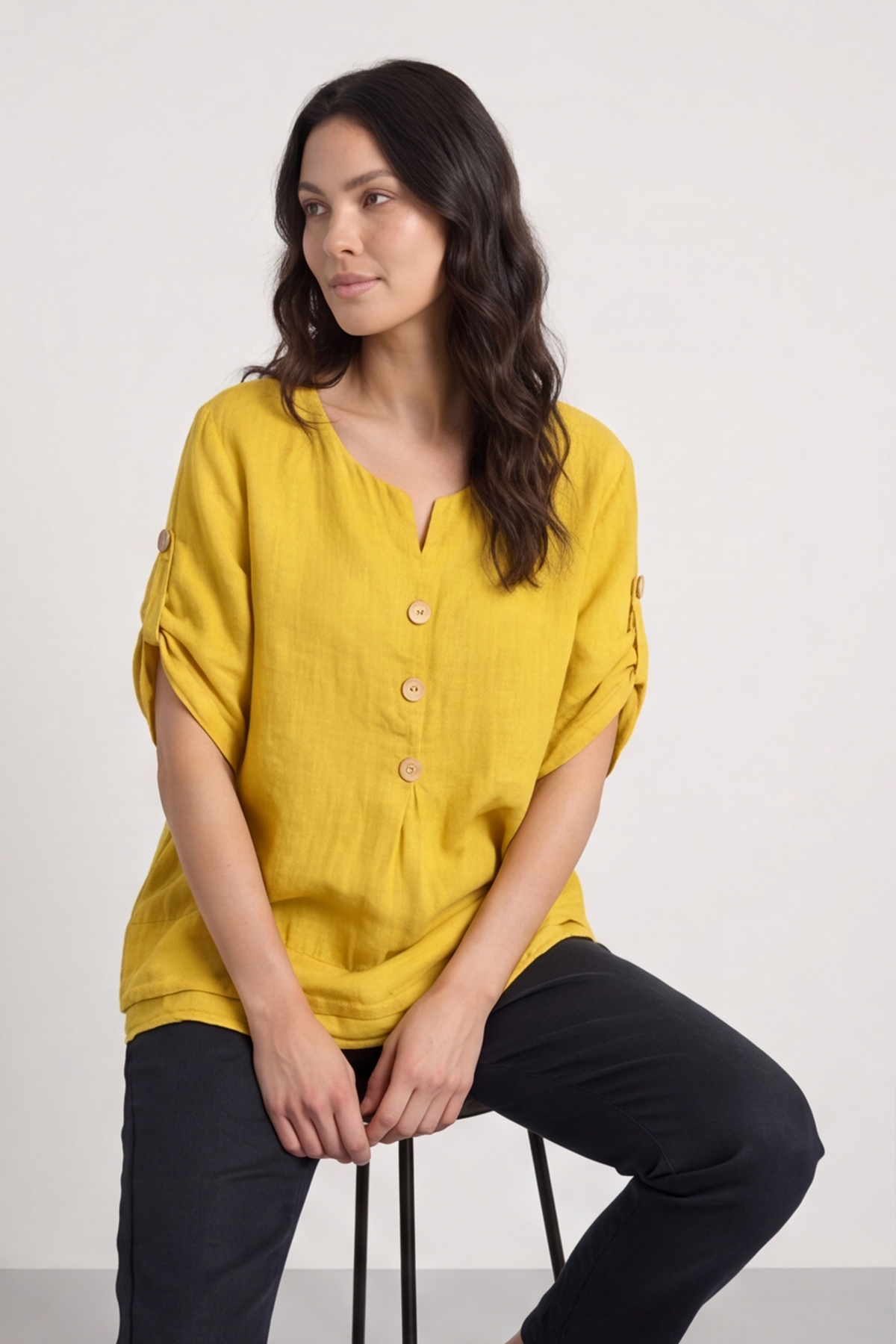 Amara Linen Box Top Yellow