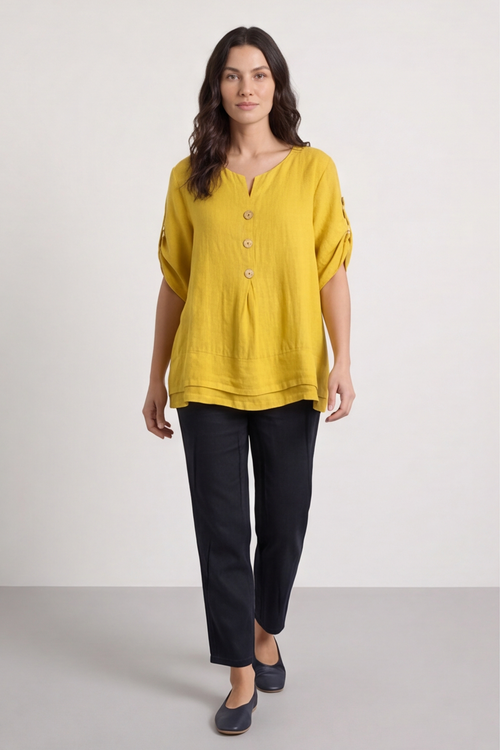 Amara Linen Box Top Yellow - Image 4