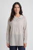 Amaya Stripe Collared Button Cotton Top Khaki