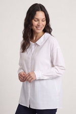 Amaya Collared Button Cotton Top White White - Amaya Collared Button Cotton Top White