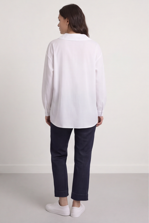 Amaya Collared Button Cotton Top White - Image 3