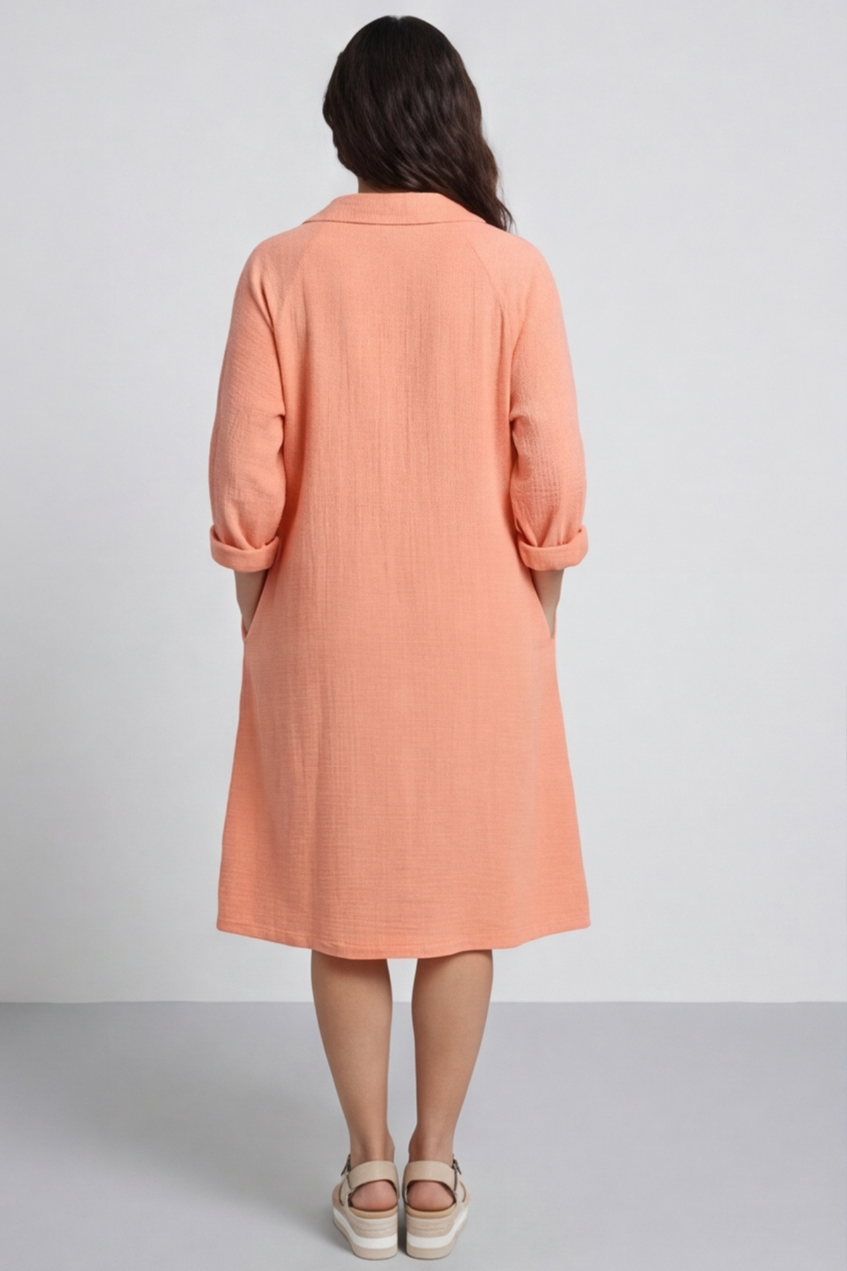 Amina Crinkle Cotton Dress Orange