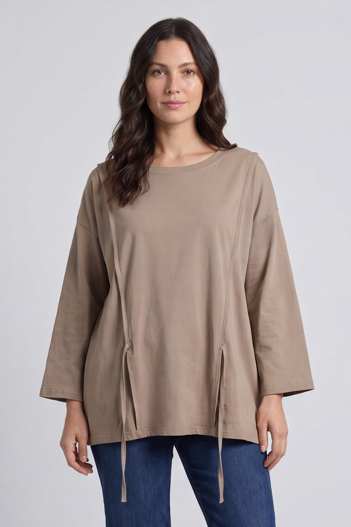 Andie Seam Detail Cotton Top Mocha