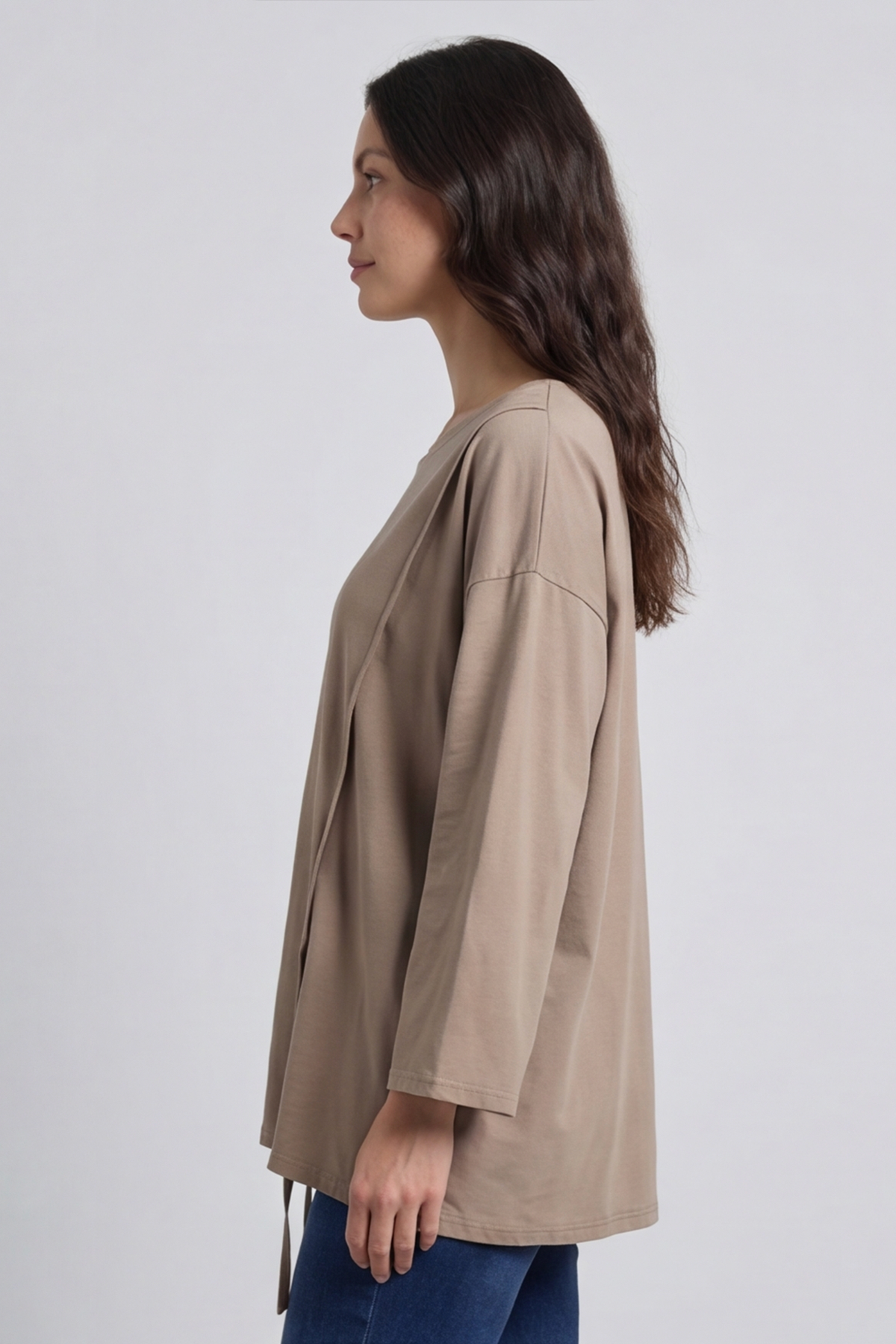 Andie Seam Detail Cotton Top Mocha