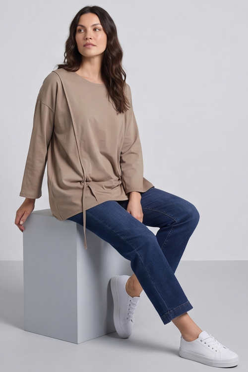 Andie Seam Detail Cotton Top Mocha - Image 5