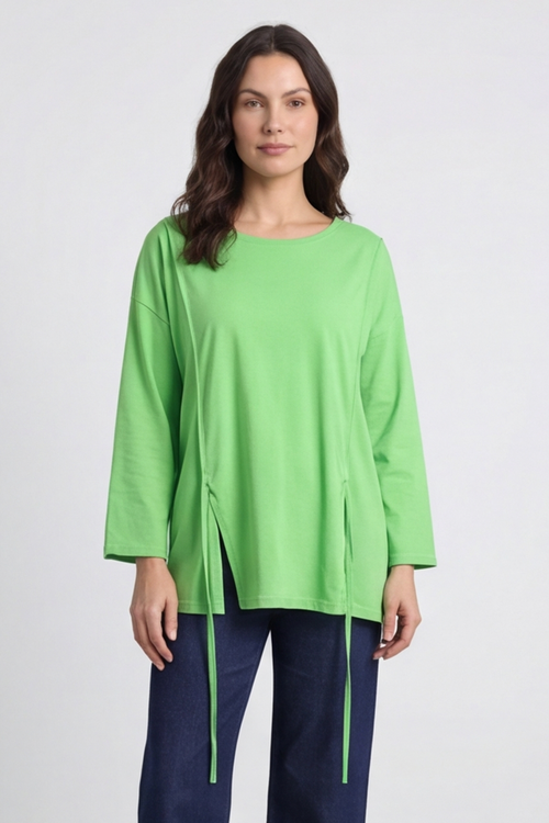 Andie Seam Detail Cotton Top Green - Image 3