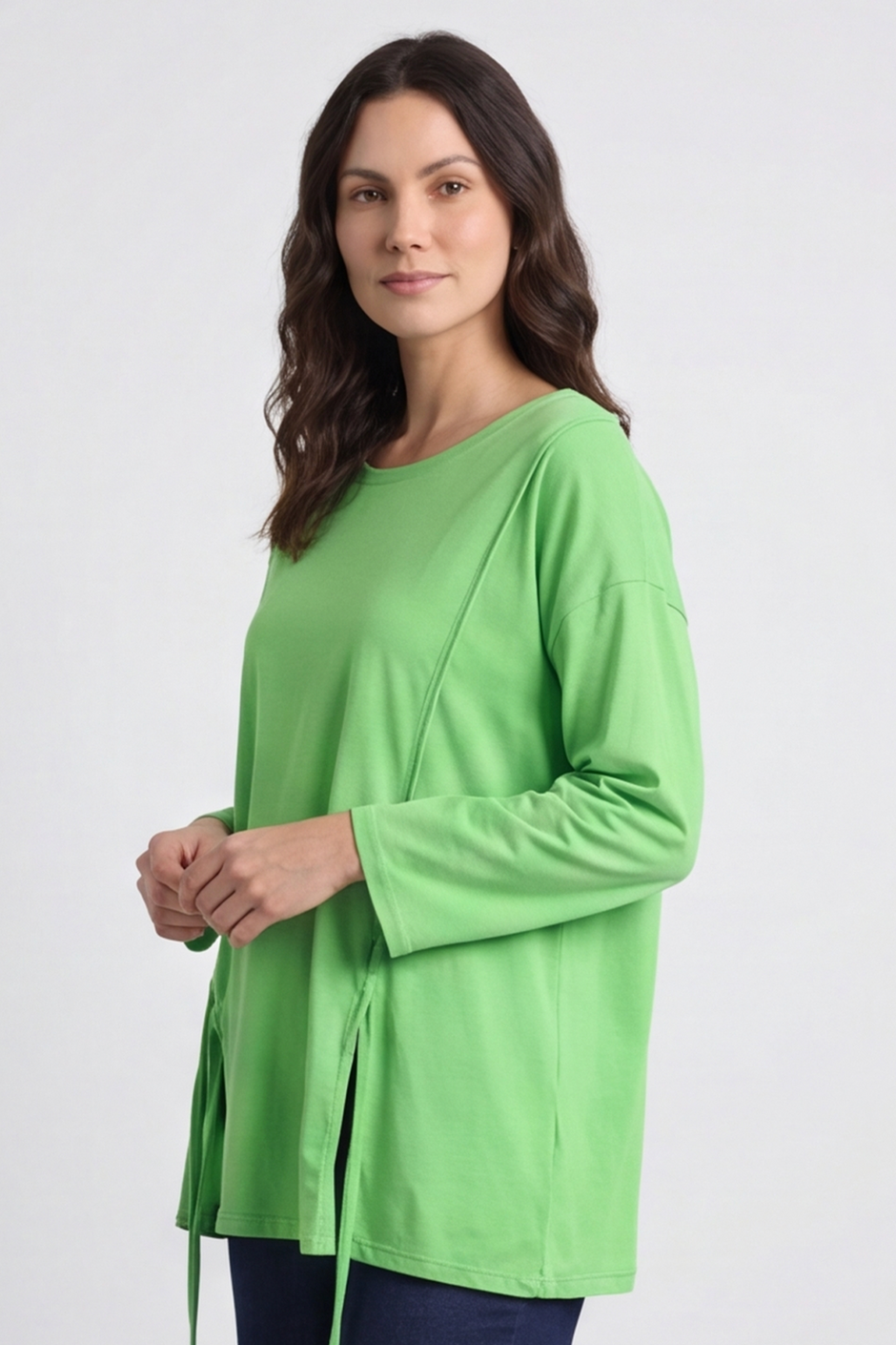 Andie Seam Detail Cotton Top Green