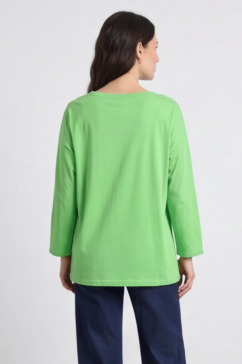 Andie Seam Detail Cotton Top Green - Image 5
