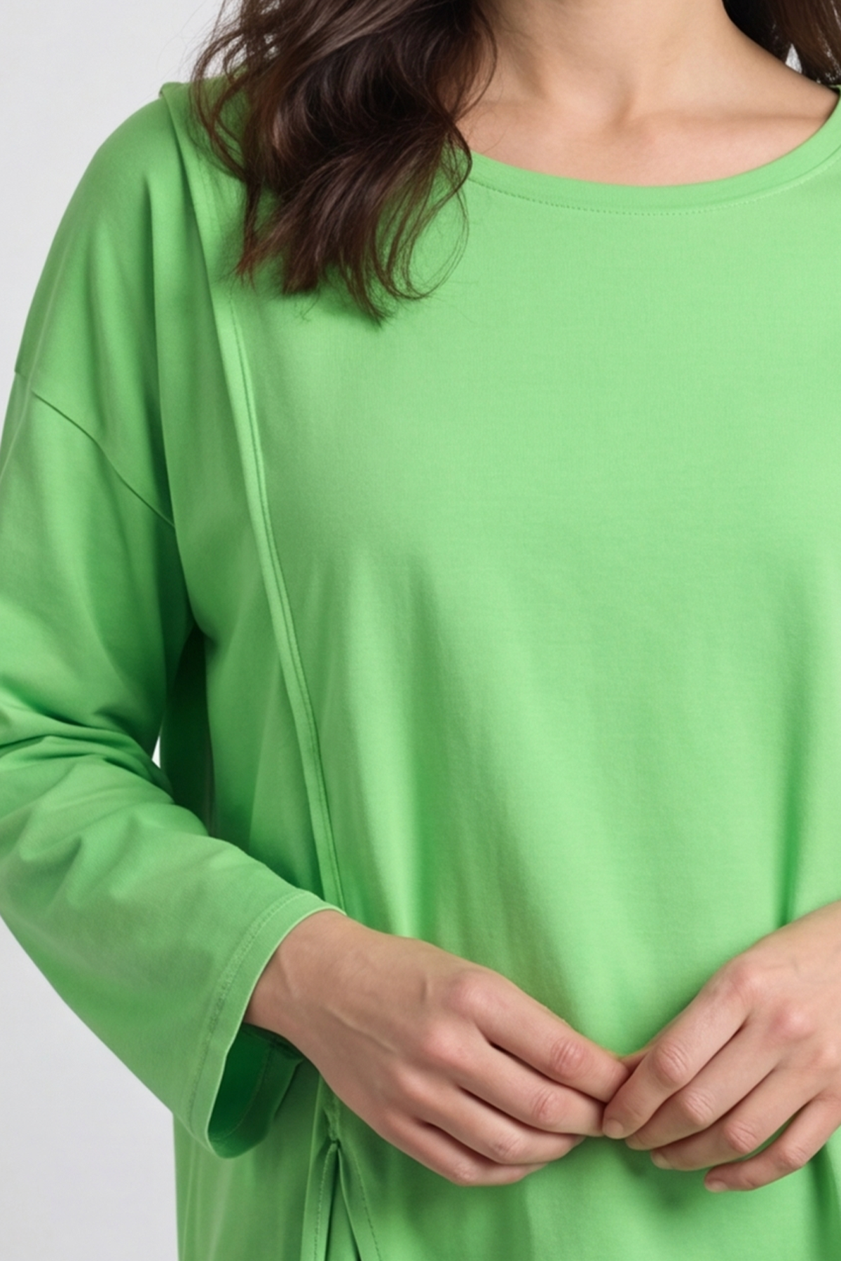 Andie Seam Detail Cotton Top Green