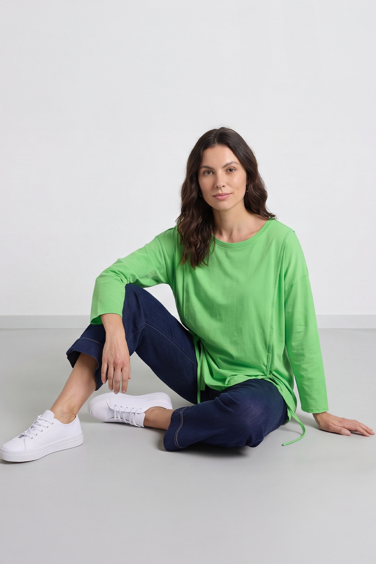 Andie Seam Detail Cotton Top Green