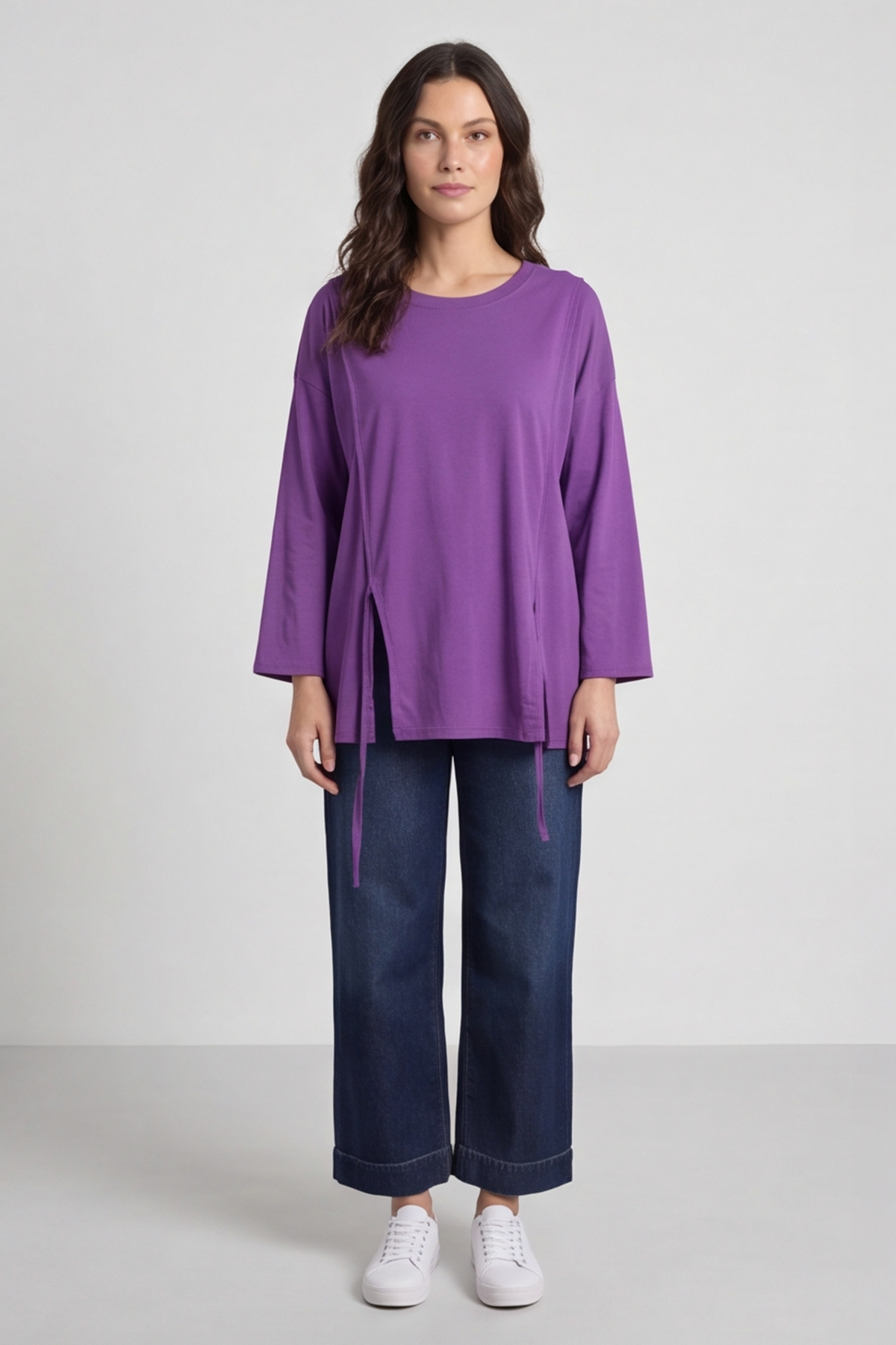 Andie Seam Detail Cotton Top Purple