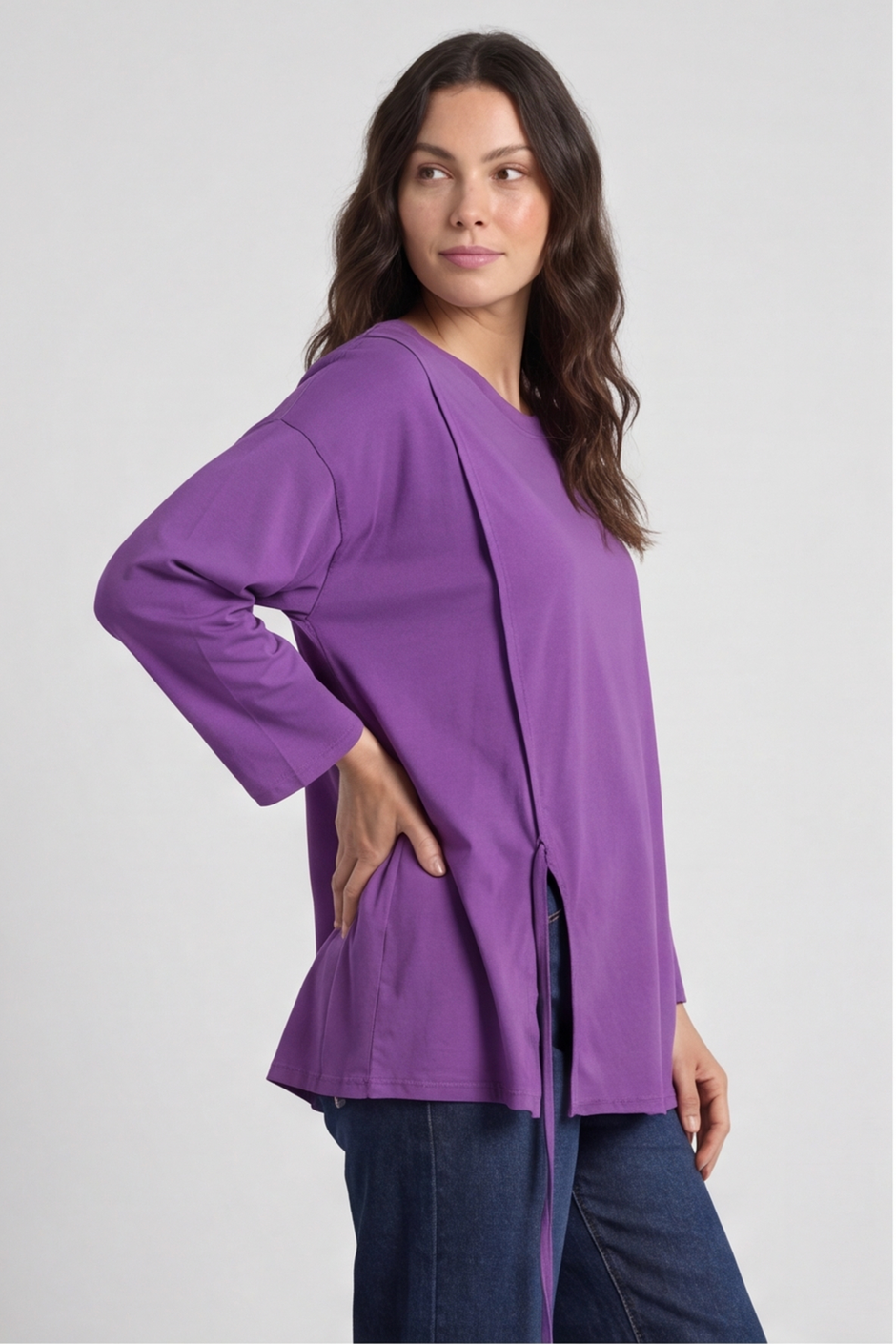 Andie Seam Detail Cotton Top Purple