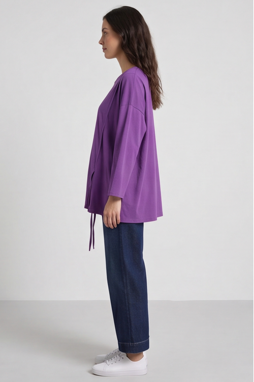 Andie Seam Detail Cotton Top Purple - Image 3