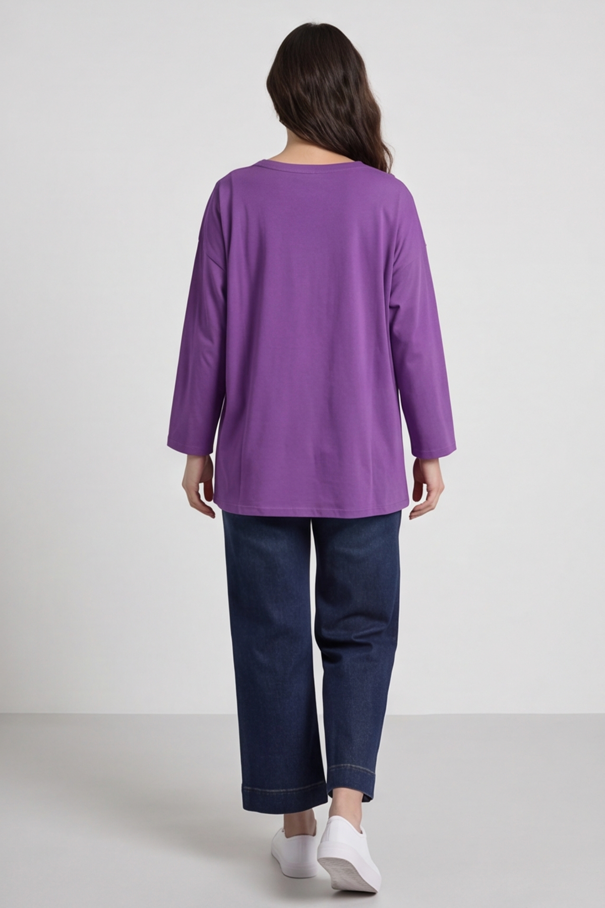 Andie Seam Detail Cotton Top Purple