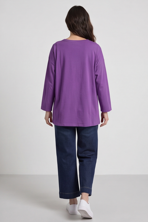 Andie Seam Detail Cotton Top Purple - Image 4