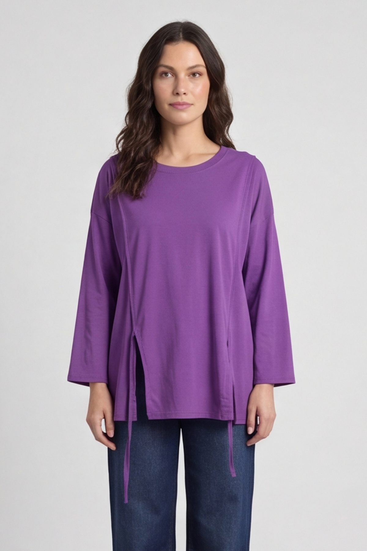 Andie Seam Detail Cotton Top Purple