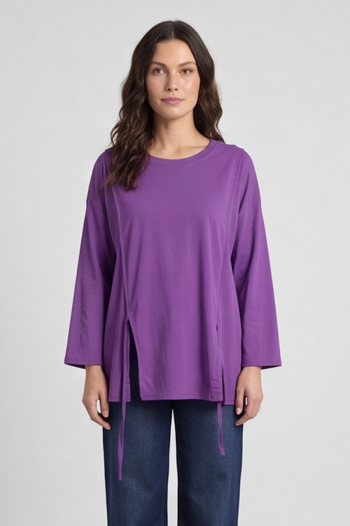 Andie Seam Detail Cotton Top Purple - Image 6