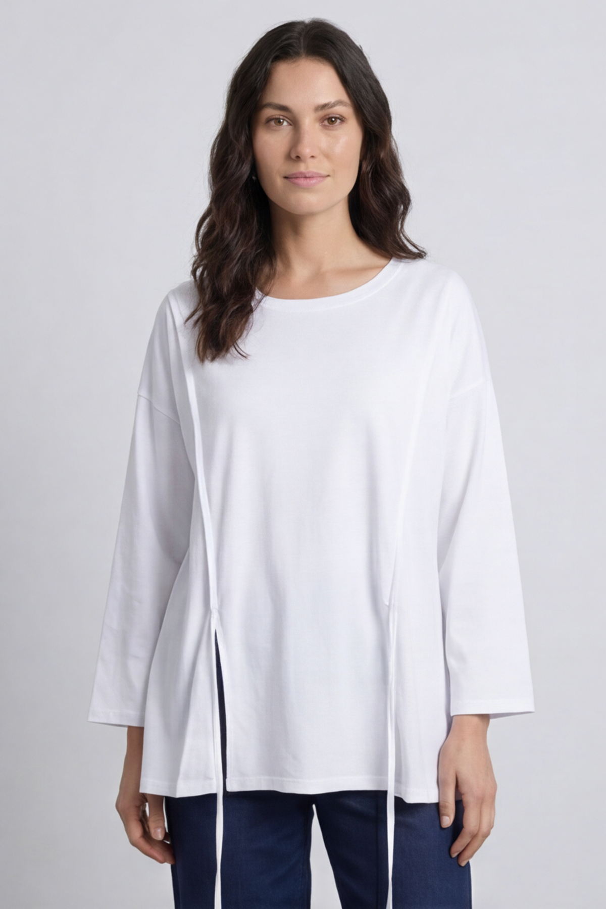 Andie Seam Detail Cotton Top White