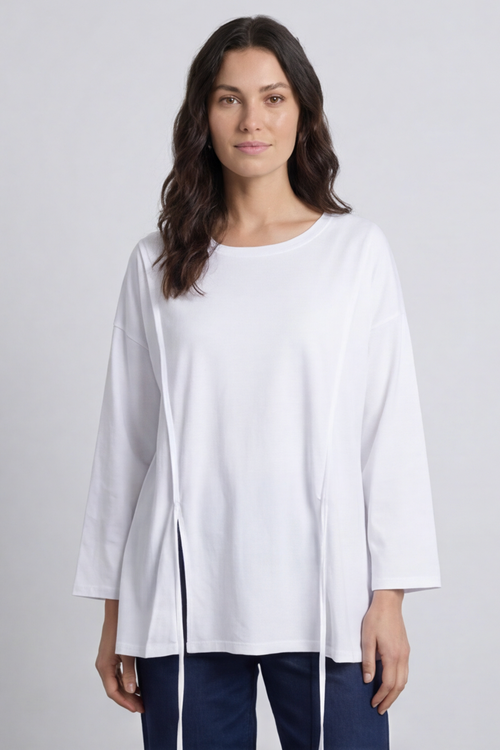 Andie Seam Detail Cotton Top White - Image 1