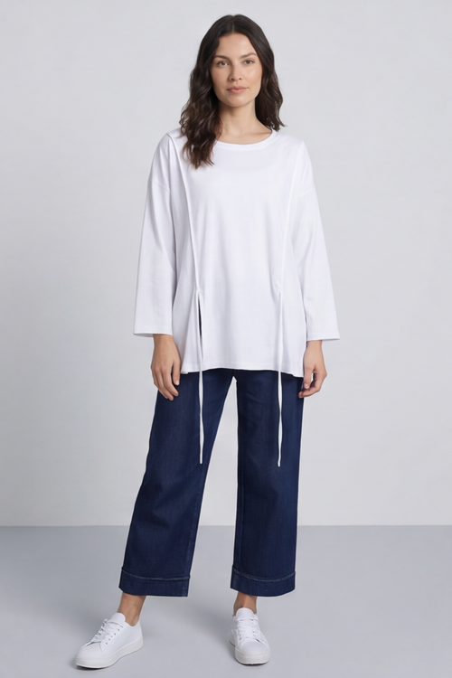 Andie Seam Detail Cotton Top White - Image 3