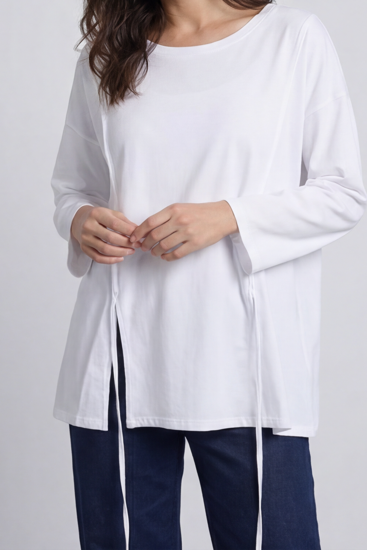 Andie Seam Detail Cotton Top White