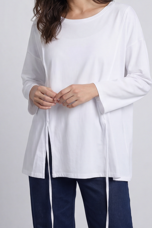Andie Seam Detail Cotton Top White - Image 4