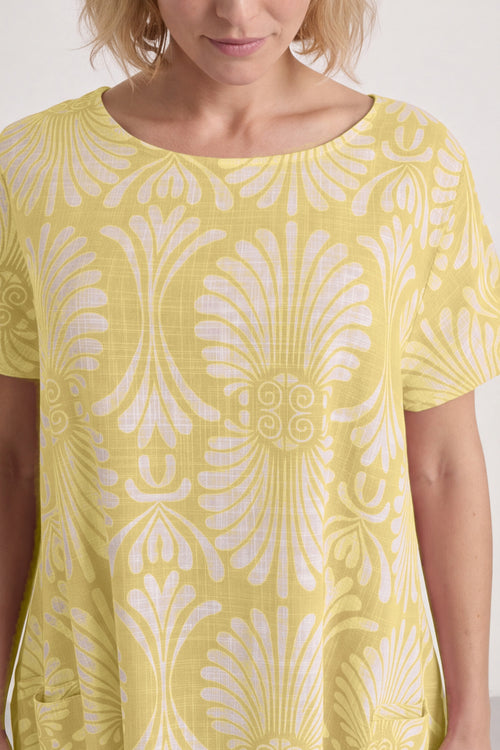 Annalise Print Cotton Yellow Dress - Image 3